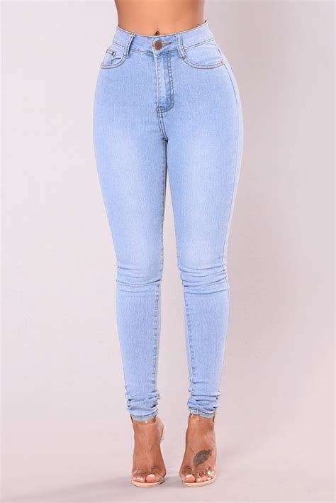 light blue high waisted skinny jeans|More.